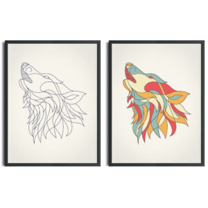 kit-quadros-caninos-lunares-uivos-coloridos-abstrato